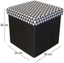 Pouf coffre carré pliable scandinave (Noir)