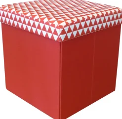 Pouf coffre carré pliable scandinave (Rouge)