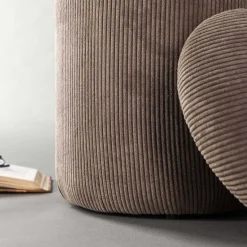 Pouf coffre en polyester Limpen (Velours marron)