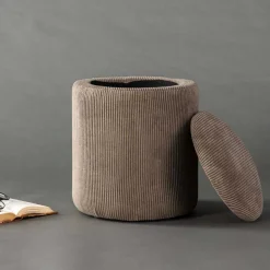 Pouf coffre en polyester Limpen (Velours marron)