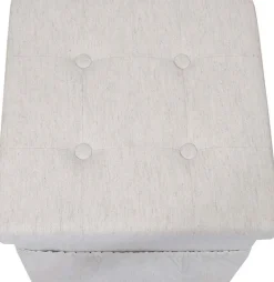 Pouf coffre pliable avec range magazines (Gris blanc)