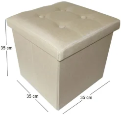 Pouf coffre pliable effet lin Jade (Uni)