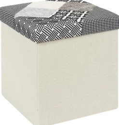 Pouf coffre pliable Patchwork gris