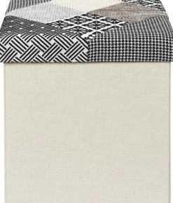 Pouf coffre pliable Patchwork gris