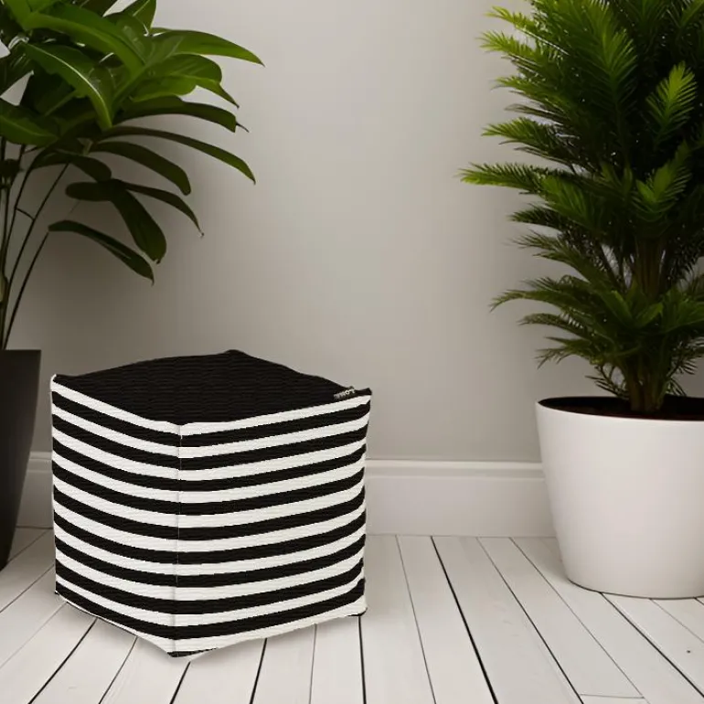 Pouf de jardin en coton 40 x 40 cm Stripes