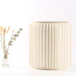 Pouf design en carton plié 35 cm (Blanc cassé)
