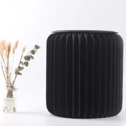 Pouf design en carton plié 35 cm (Noir)