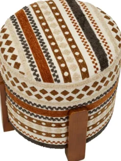 Pouf en tissu avec pieds en bois Ethnic (Modèle 1)