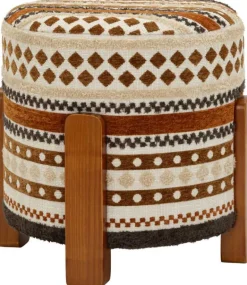 Pouf en tissu avec pieds en bois Ethnic (Modèle 1)
