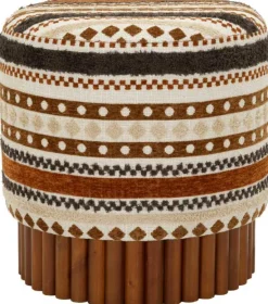 Pouf en tissu avec pieds en bois Ethnic (Modèle 2)