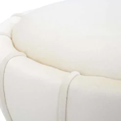 Pouf en tissu avec surpiqures Flower 40 x 44 cm (Crème)