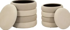 Pouf en tissu 2 en 1 Nordic (Set de 2) (Beige et crème)