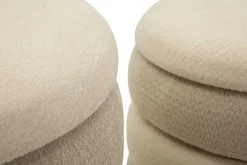 Pouf en tissu 2 en 1 Nordic (Set de 2) (Beige et crème)