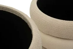 Pouf en tissu 2 en 1 Nordic (Set de 2) (Beige et crème)