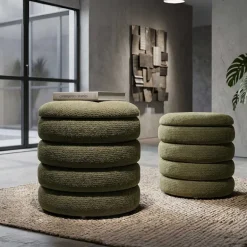 Pouf en tissu 2 en 1 Nordic (Set de 2) (Vert)