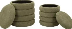Pouf en tissu 2 en 1 Nordic (Set de 2) (Vert)