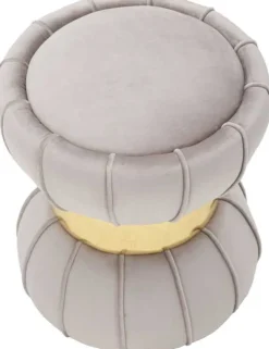 Pouf en tissu et métal Flower 40 x 44 cm (Gris)