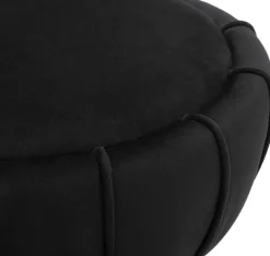 Pouf en tissu et métal Flower 40 x 44 cm (Noir)