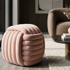 Pouf en tissu Softy 45 x 45 x 45 cm (Rose)