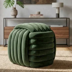 Pouf en tissu Softy 45 x 45 x 45 cm (Vert)