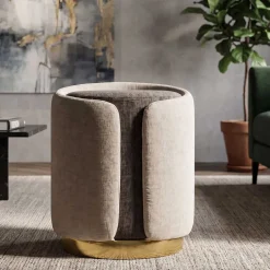 Pouf en tissu Two-Tone 40 x 50 cm (Marron - Marron clair et Doré)