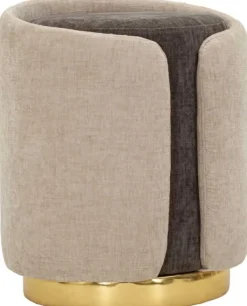Pouf en tissu Two-Tone 40 x 50 cm (Marron - Marron clair et Doré)