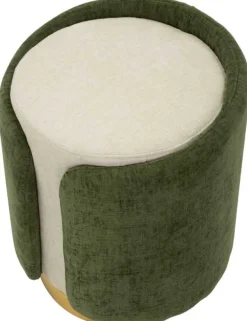 Pouf en tissu Two-Tone 40 x 50 cm (Vert - Marron clair et Doré)