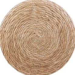 Pouf jonc de mer blue lagoon (Naturel et bleu)