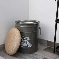 Pouf seau à pellets en métal Motorcycle