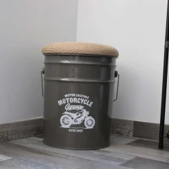 Pouf seau à pellets en métal Motorcycle