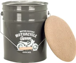 Pouf seau à pellets en métal Motorcycle