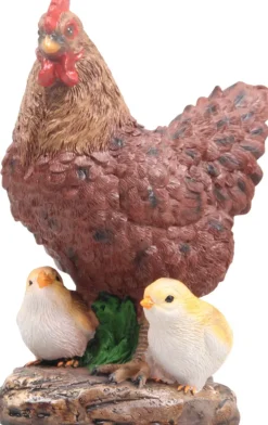 Poule avec poussins en résine 15 x 11 x 20 cm (Brun)