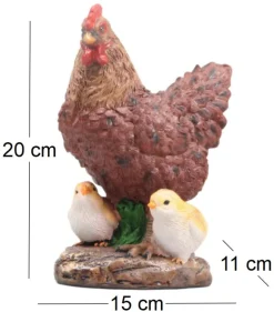 Poule avec poussins en résine 15 x 11 x 20 cm (Brun)