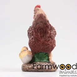 Poule avec poussins en résine 15 x 11 x 20 cm (Brun)