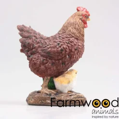Poule avec poussins en résine 15 x 11 x 20 cm (Brun)