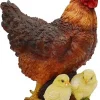 Poule avec ses poussins en résine 35 cm