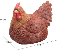 Poule marron couvant en résine (15 x 18 x 15 cm)
