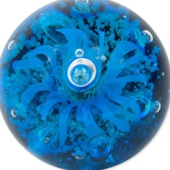 Presse papier rond en verre Meduse (Bleu)