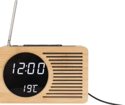 Radio réveil en bambou Retro