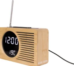 Radio réveil en bambou Retro