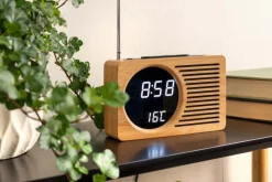 Radio réveil en bambou Retro