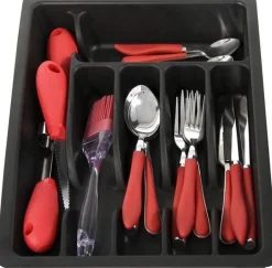 Range couverts ajustable en plastique (Rouge)
