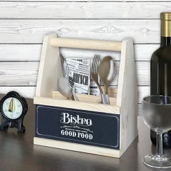 Range-couverts en bois avec motif imprimé (Bistrot)