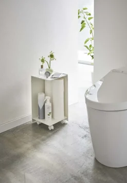 Rangement pour toilettes sur roulettes Caster (Blanc)