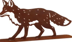 Renard décoratif en métal rouillé
