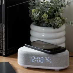 Reveil avec chargeur induction et enceinte Bluetooth Vogue (Gris)