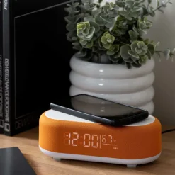 Reveil avec chargeur induction et enceinte Bluetooth Vogue (Orange)