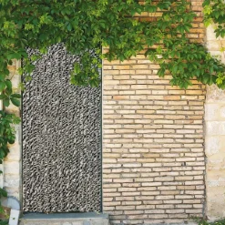 Rideau de porte en fibres synthétiques Chenilles (Chiné noir - Gris - Blanc)