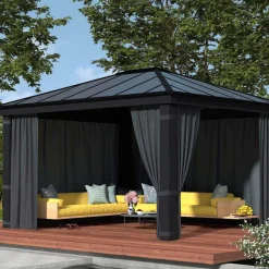 Rideaux pour tonnelle de jardin Dallas (Pour tonnelle 4 x 2 m)