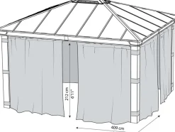 Rideaux pour tonnelle de jardin Dallas (Pour tonnelle 4 x 2 m)
